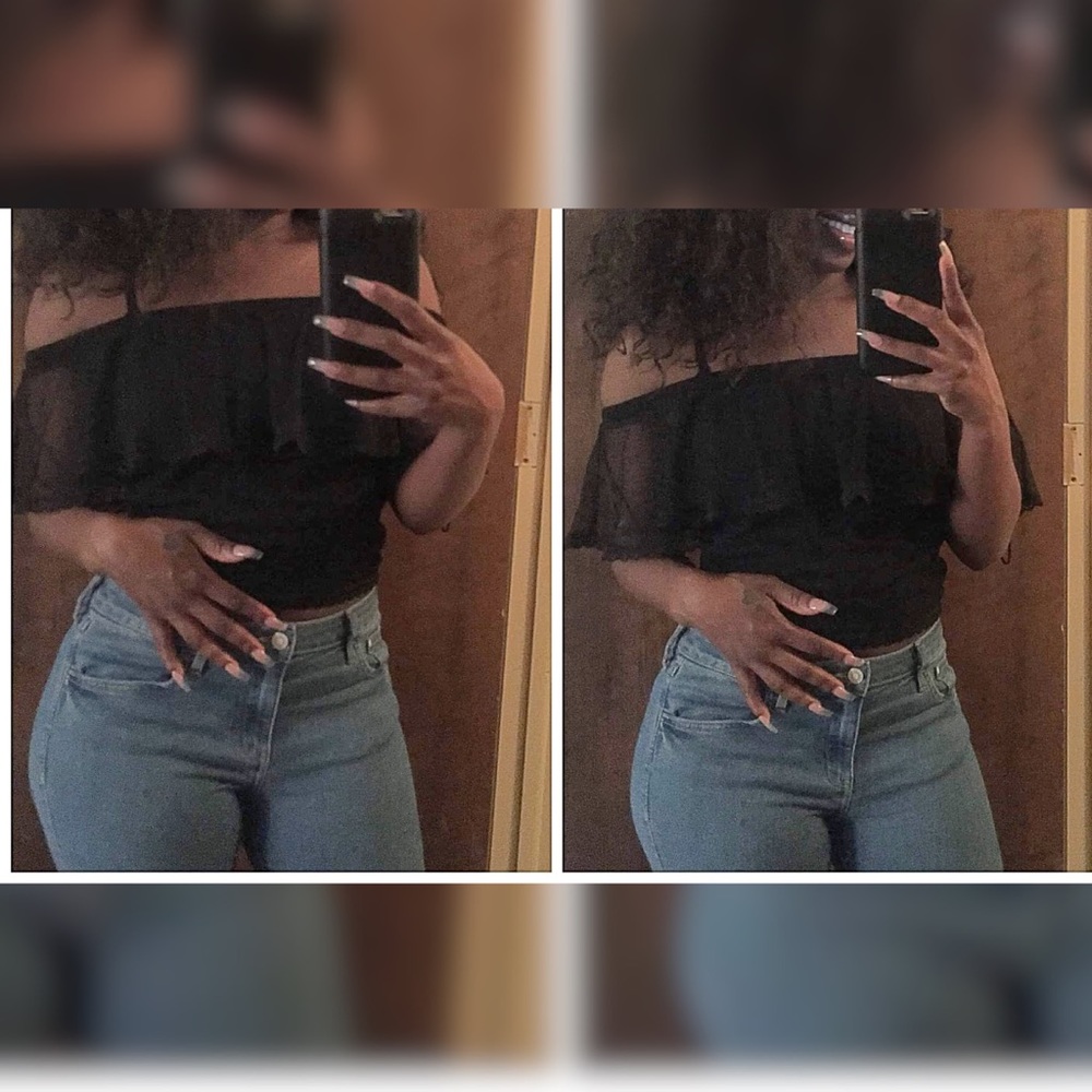 Black off the shoulder lace top